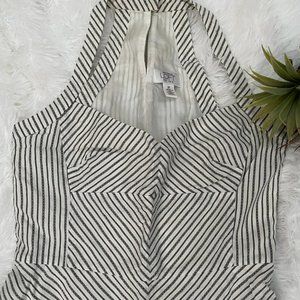 LOFT Halter Black and Grey Stripe Dress